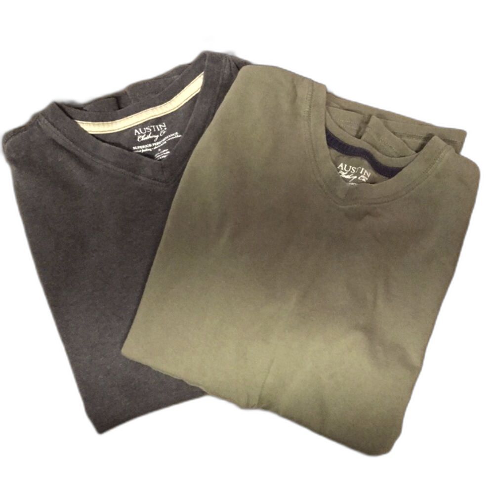 Lot of 2 Austin Clothing Co Tshirts Vneck Size Small Gray Green
